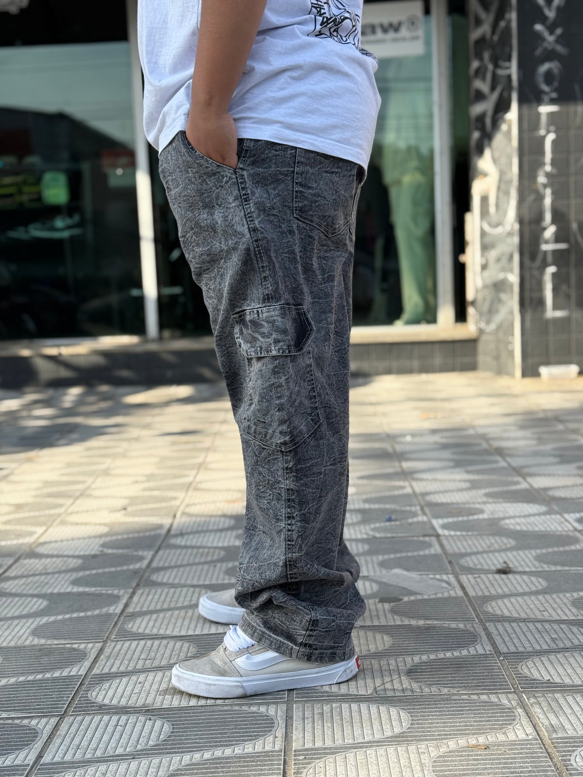 Calça Cargo Estonada Marmorizada