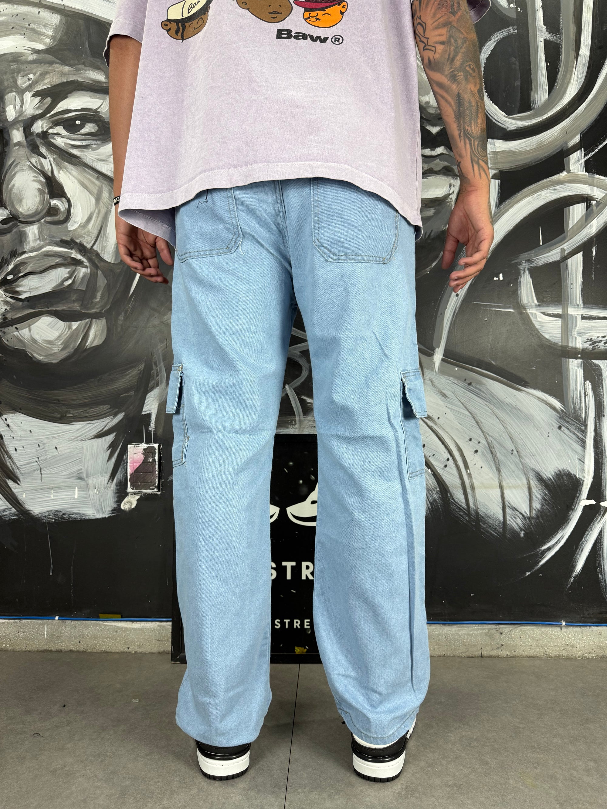 Calça Cargo Jeans clara