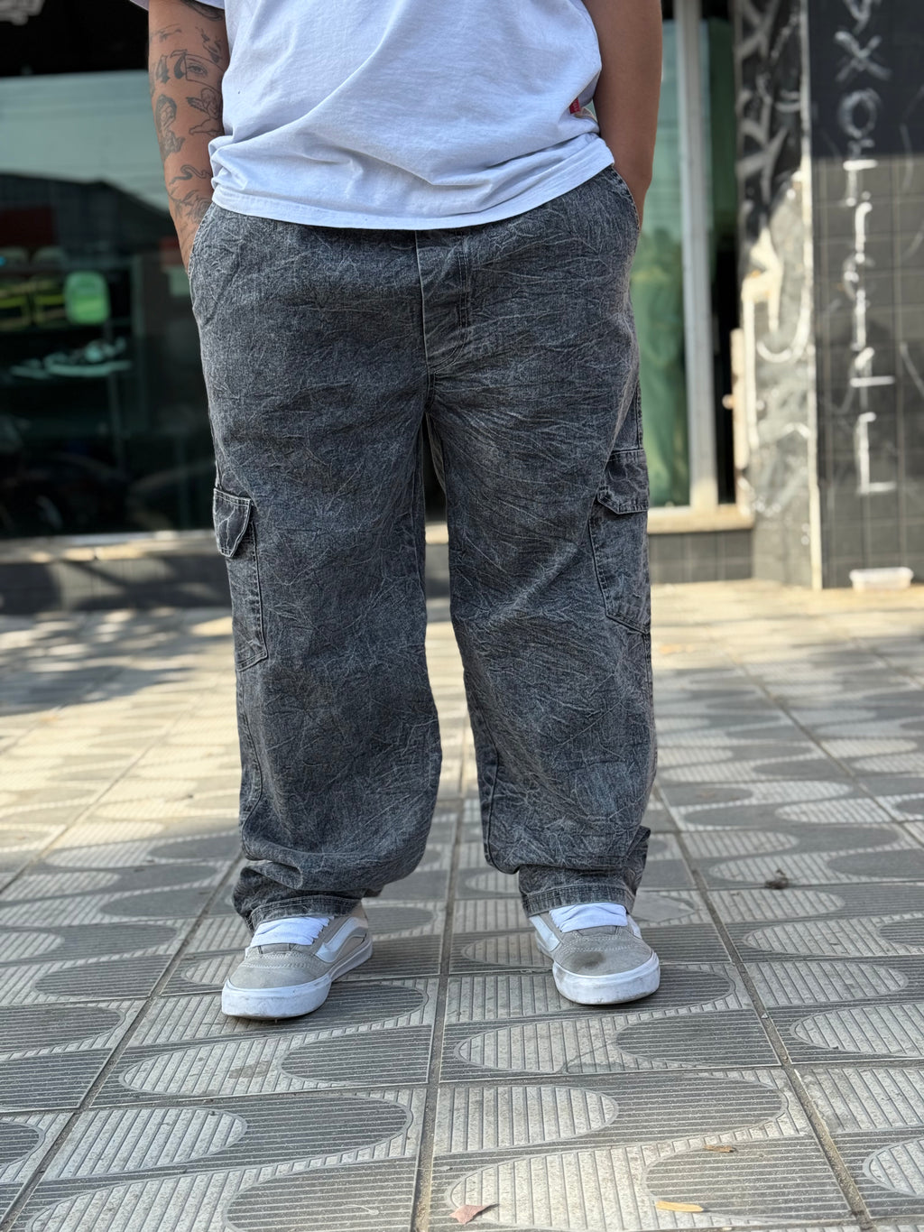 Calça Cargo Estonada Marmorizada