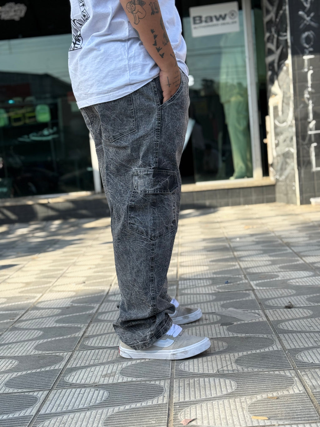 Calça Cargo Estonada Marmorizada