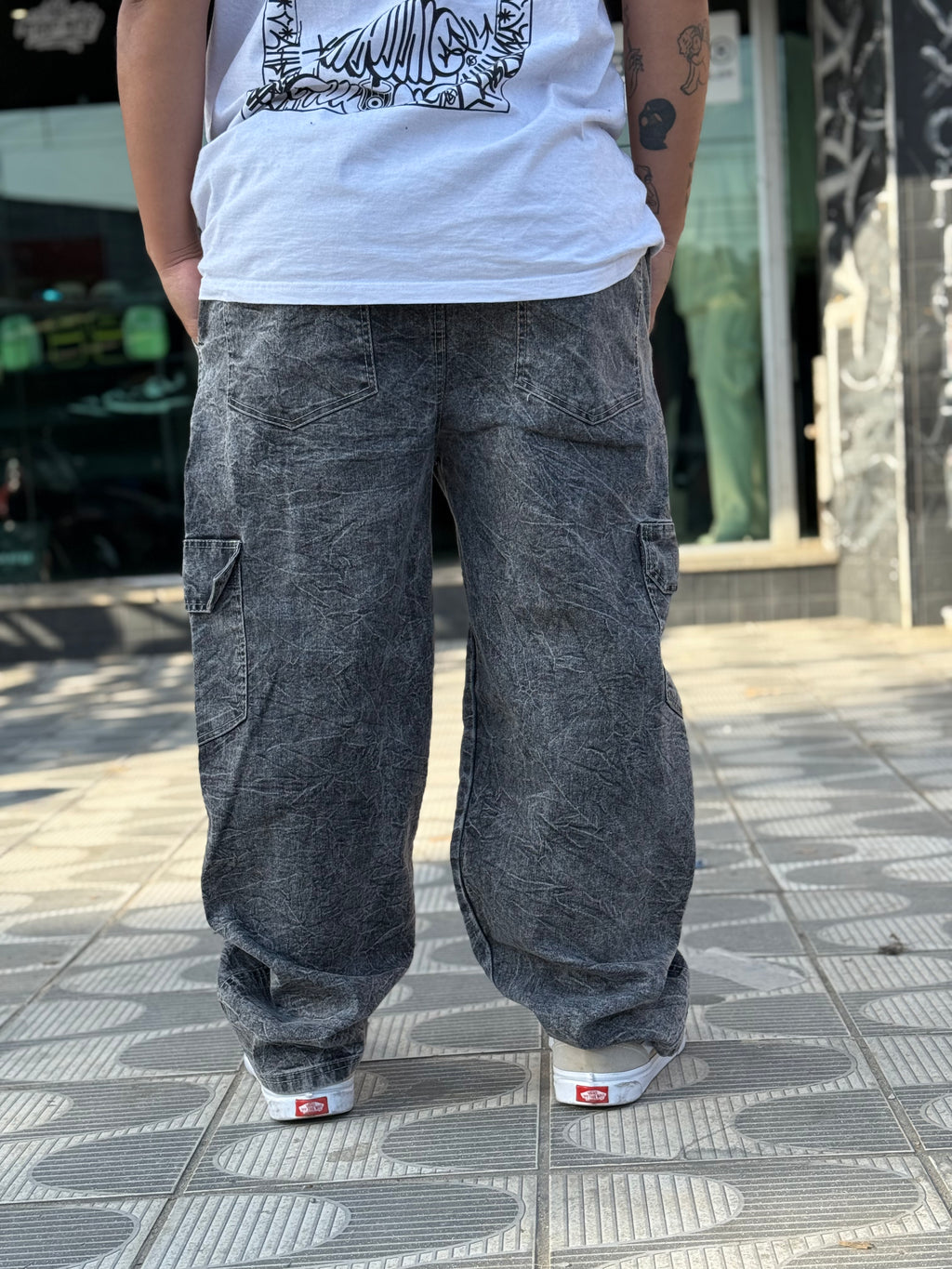 Calça Cargo Estonada Marmorizada