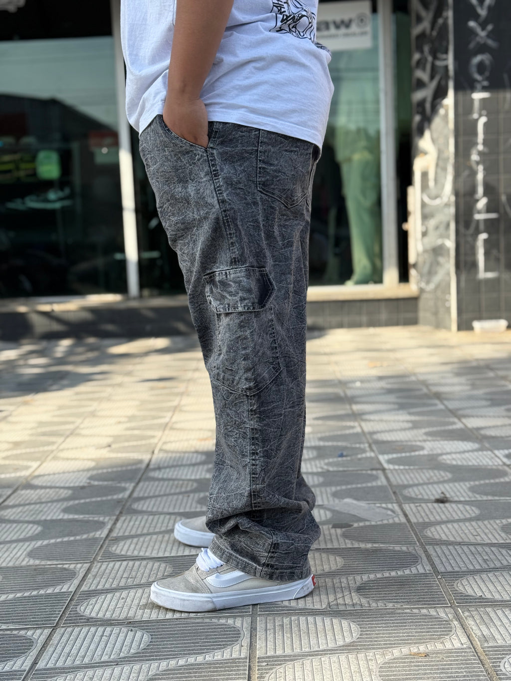 Calça Cargo Estonada Marmorizada